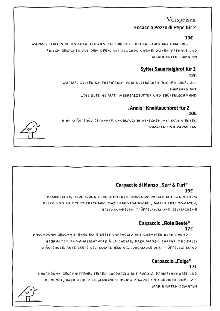 Speisekarte - die Gute Heimat Heinsberg