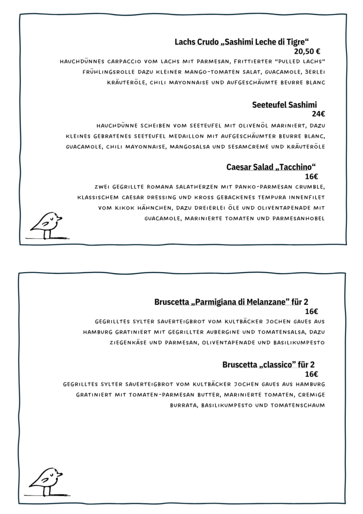 Speisekarte - die Gute Heimat Heinsberg