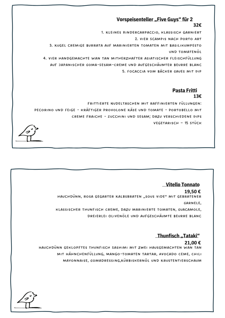 Speisekarte - die Gute Heimat Heinsberg